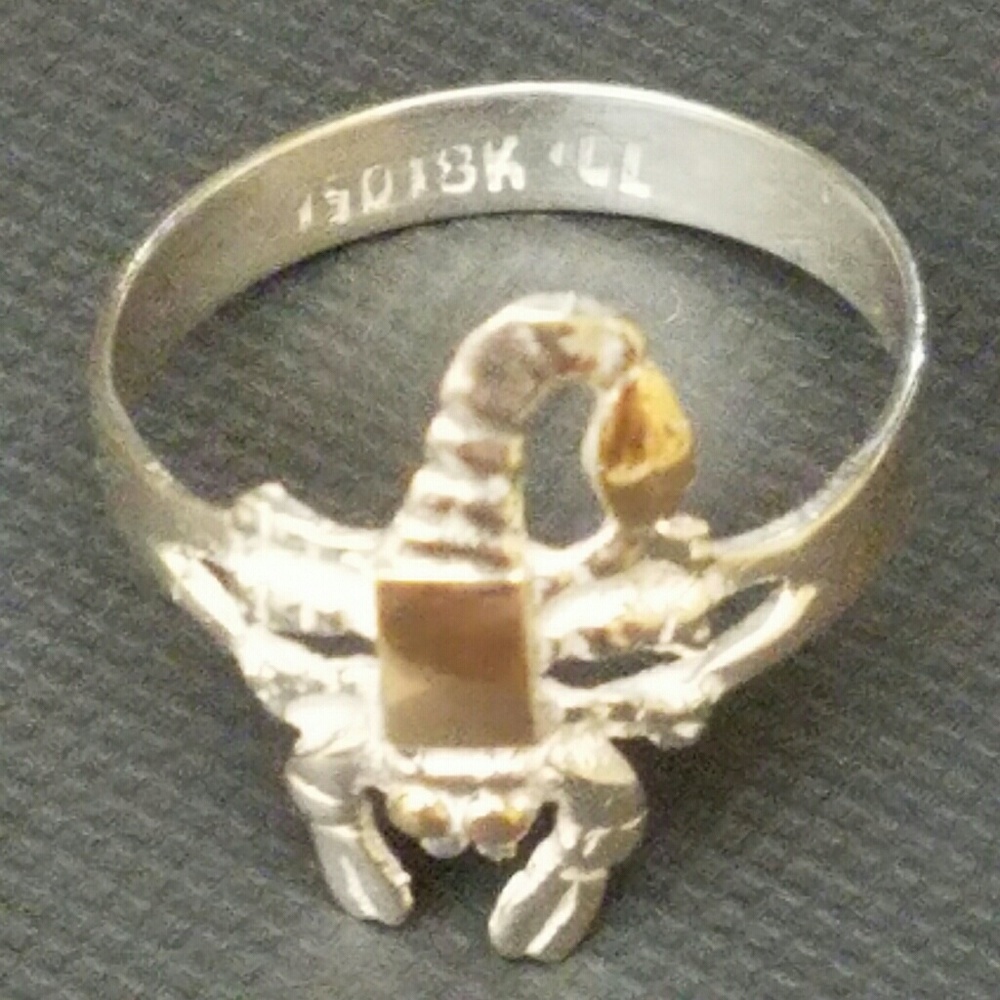 Peru Scorpion 950 Sterling Silver 18KGold Ring Men